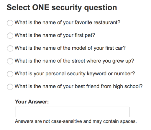 security questions